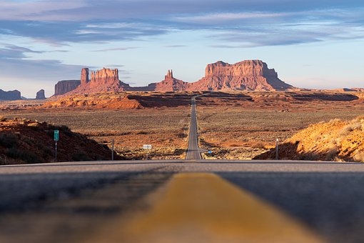 monument valley, desert, road, highway, freeway, route, forrest gump point, travel, arizona, utah, nature, america, landscape, tourism
